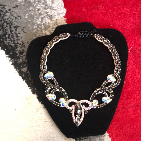 Earrings, Siam and Crystal AB Rhinestones