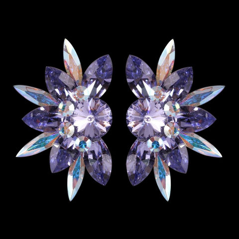 Earrings, Aquamarine Rhinestones